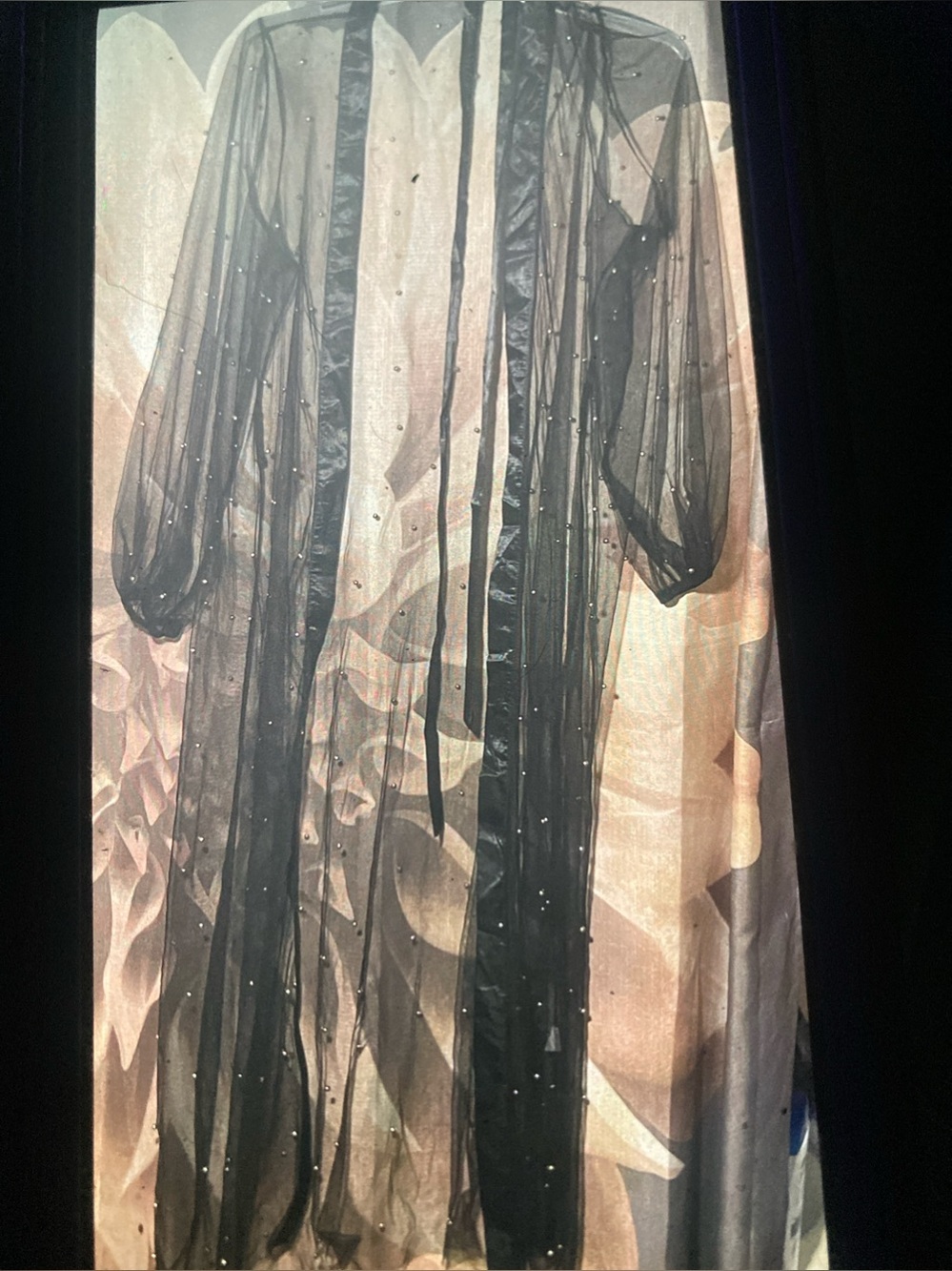 Source Unknown Black Sheer Mesh Robe with Rhinestone Accents NWOTS